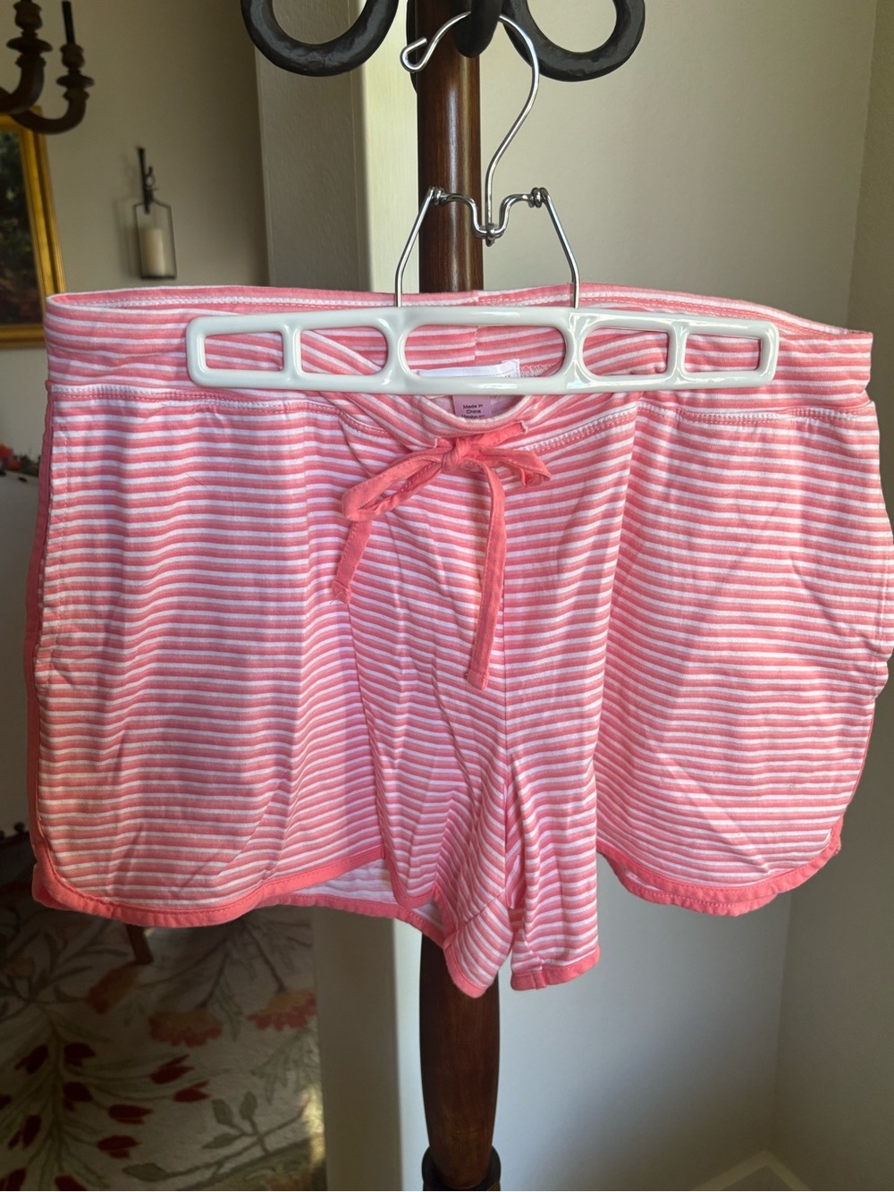 Midnight by Carole Hochman Pink & White Striped Lounge Shorts